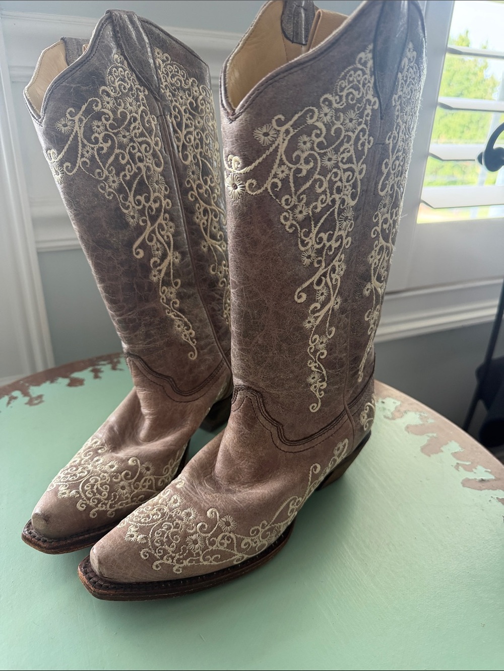 Corral Embroidered Brown Leather Cowboy Boots